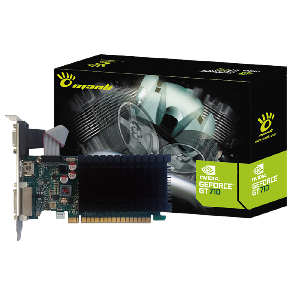 SCHEDA VIDEO MANLI GeForce GT710 Heatsink 2GB DDR3 1x VGA-1x DVI/1x HDMI Low Profile