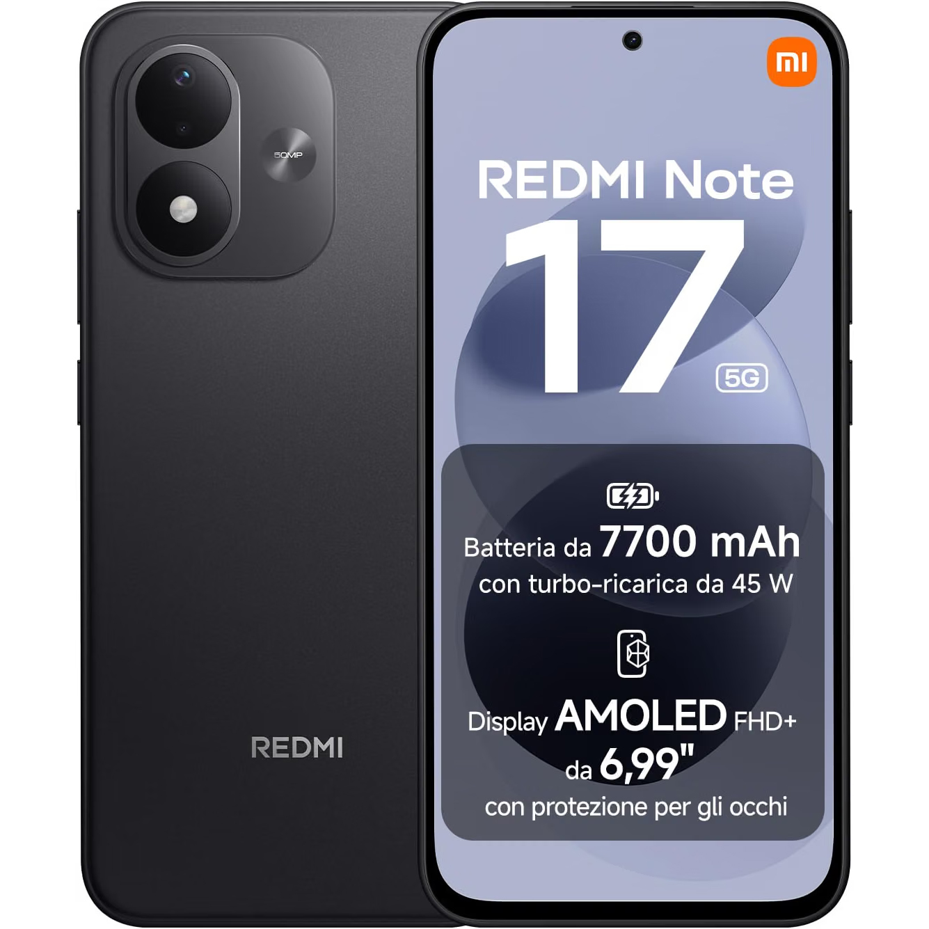 CELLULARE SMARTPHONE XIAOMI REDMI NOTE 17 5G LCD 6.99" 6GB+6GB/256GB NFC COLORE BLACK GARANZIA TIM