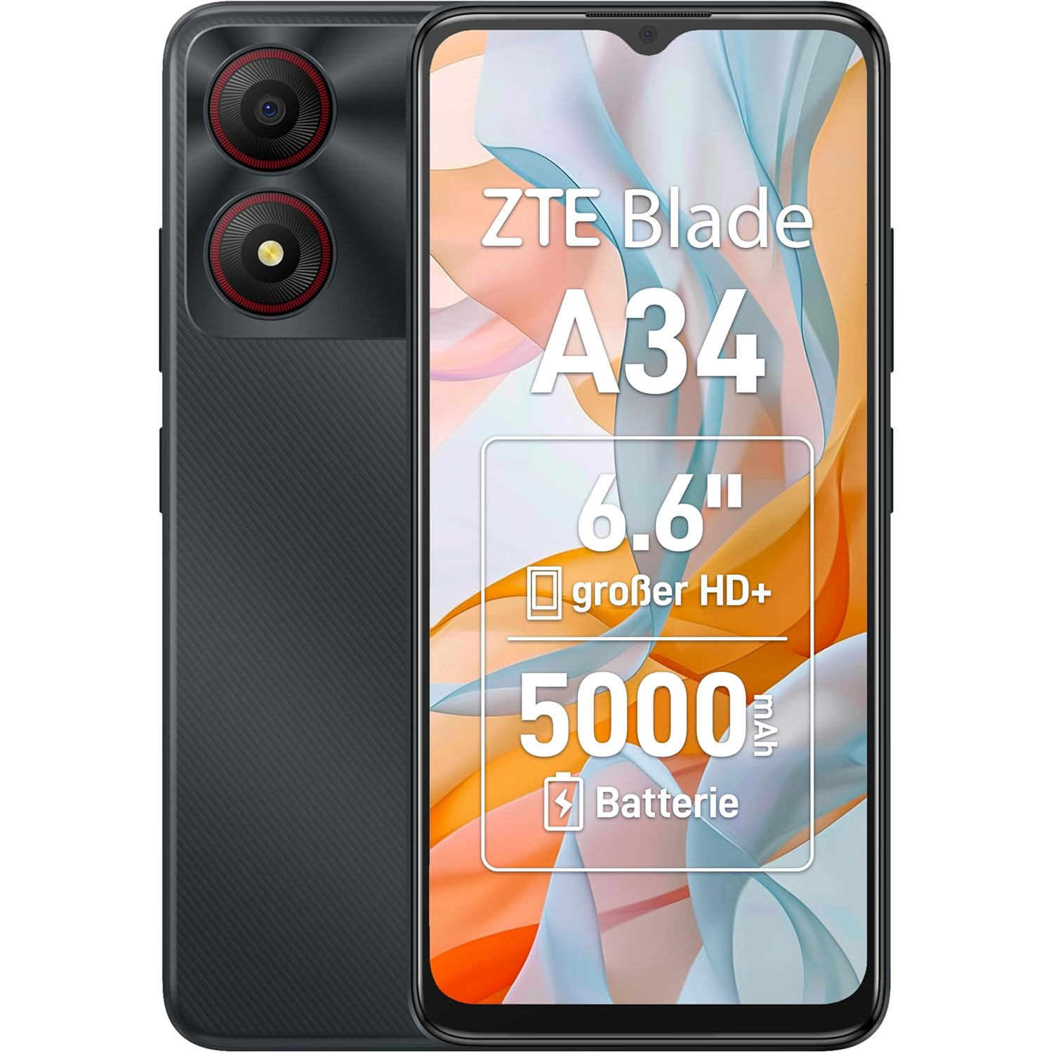 CELLULARE SMARTPHONE ZTE BLADE A34 DISPLAY 6.6" 2 GB (+4 GB)/64GB COLORE GREY GARANZIA TIM