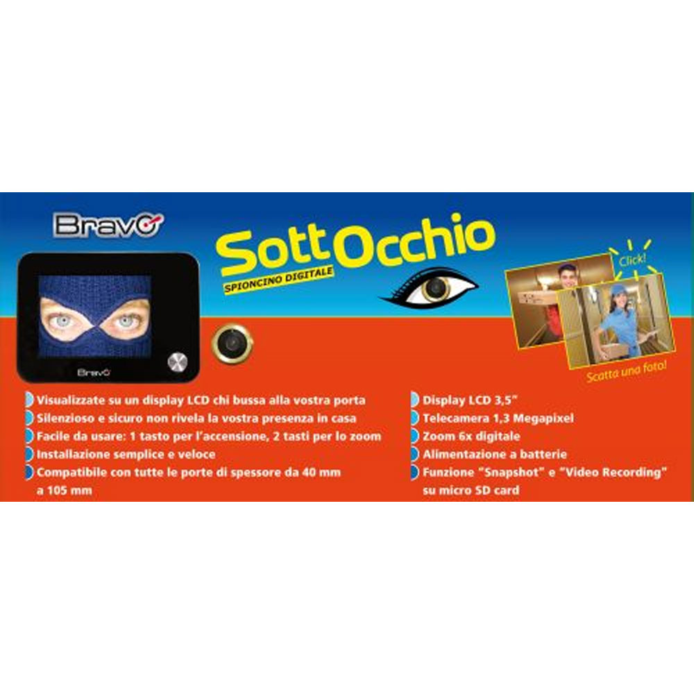 SOTTOCCHIO BRAVO - SPIONCINO DIGITALE 1.3mp CON MONITOR LCD 3,5" (92902901)