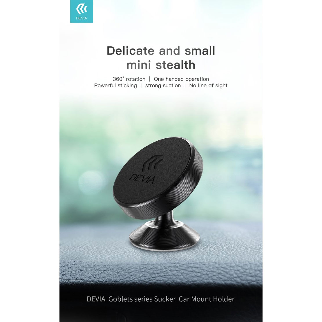 DEVIA SUPPORTO AUTO UNIVERSLE CON FISSAGGIO ADESIVO E MAGNETICO REGOLABILE COLORE METAL BLACK