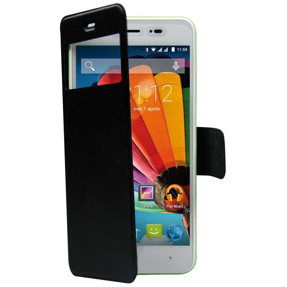 MEDIACOM CUSTODIA FLIP CASE M-G515SMC IN SIMILPELLE PER TELEFONO CELLULARE PhonePad Duo G515 COLORE BLACK