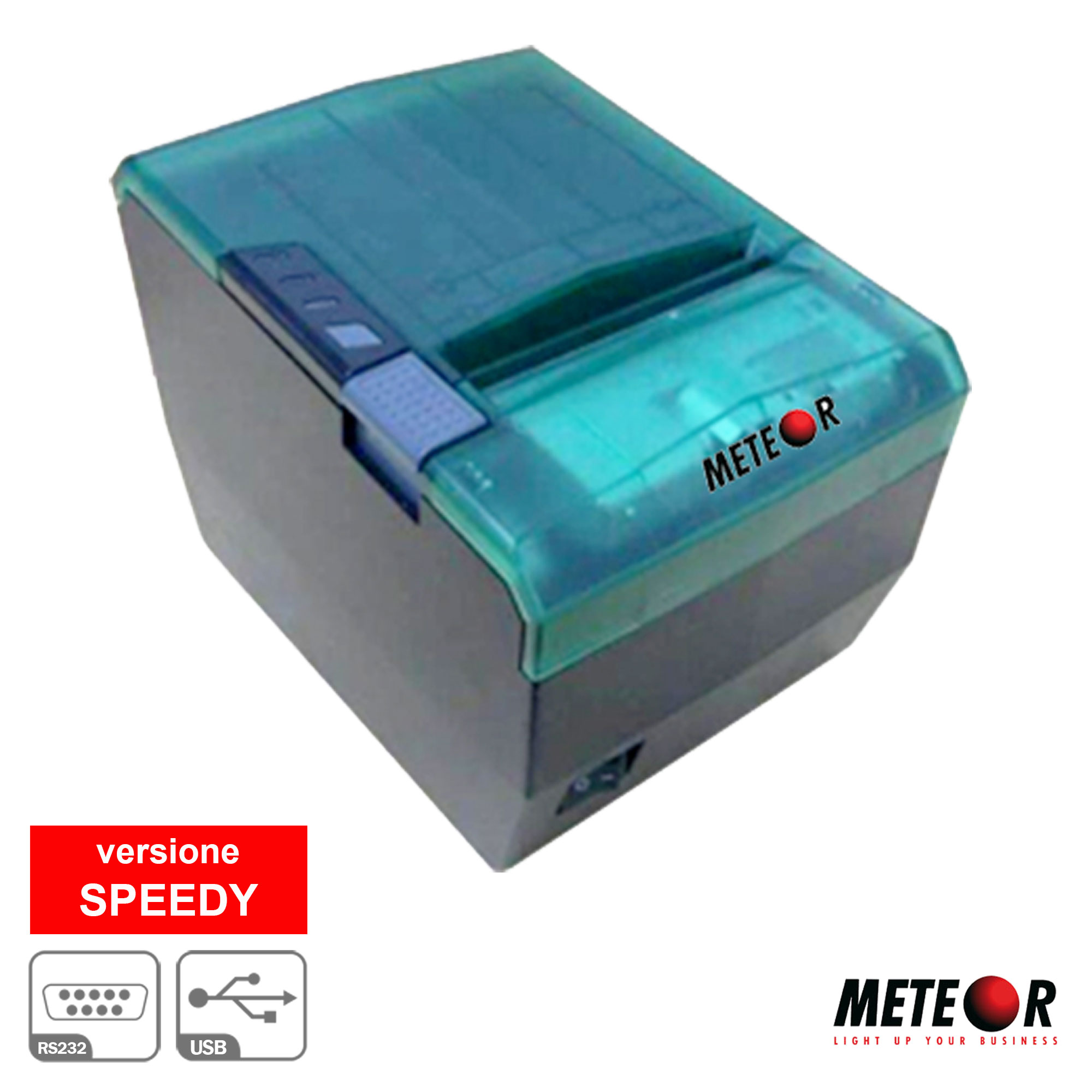 STAMPANTE POS TERMICA METEOR SPEEDT 80MM BLACK PORTA USB + RS232C PER STAMPE RICEVUTE/COMANDE/SCOMMESSE + TAGLIERINA