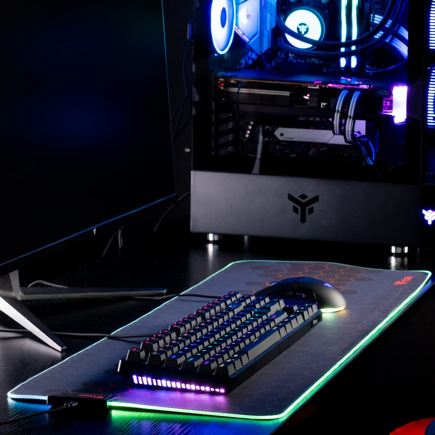 MOUSE PAD GAMING ITEK E1 XXL 80cm x 30cm x 0,3cm) RGB 7 COLORI - MATERIALE PREMIUM, ANTISCIVOLO, MASSIMA PRECISIONE