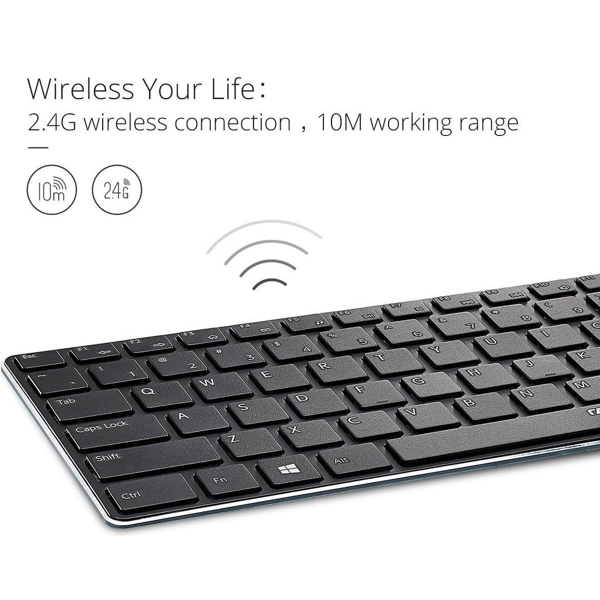 TASTIERA RAPOO E9110 WIRELESS 2.4 GHz USB ULTRA-SLIM BLACK