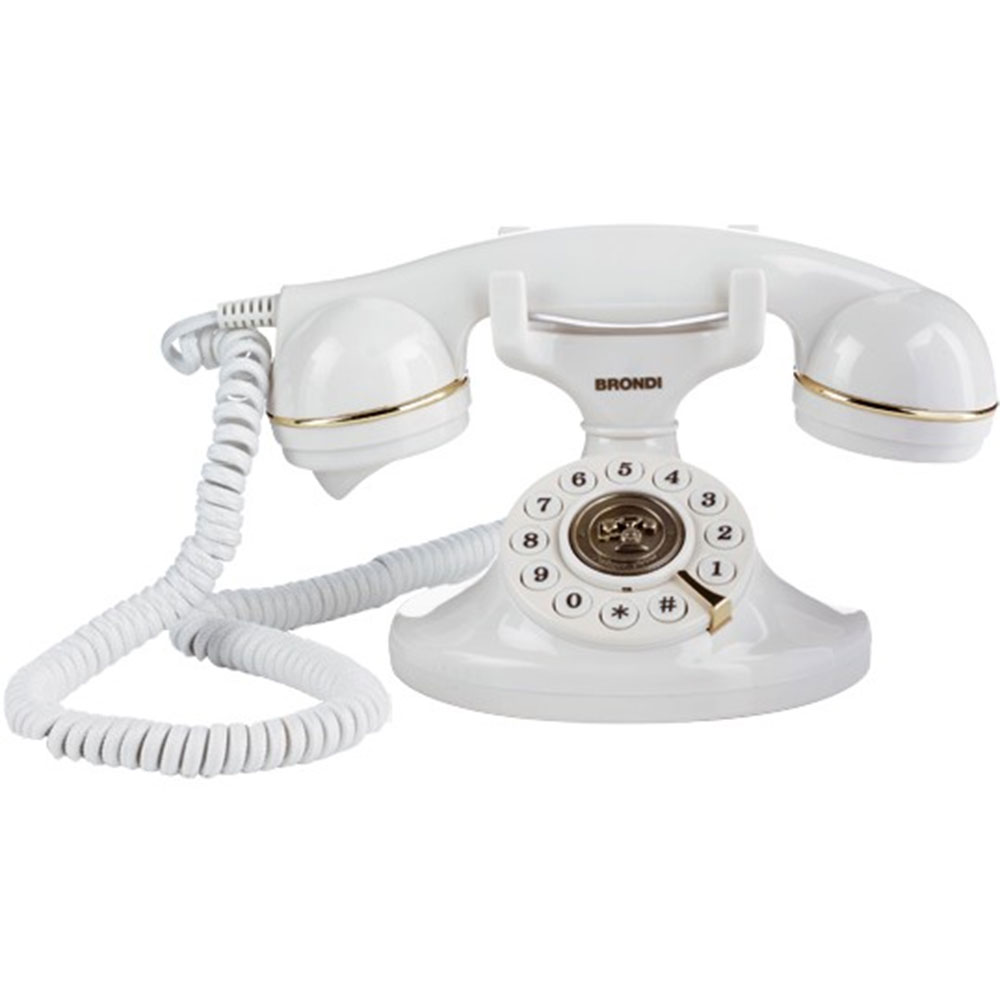 TELEFONO FISSO BRONDI STILE VINTAGE 10 CON CAVO IN TESSUTO COLORE BIANCO