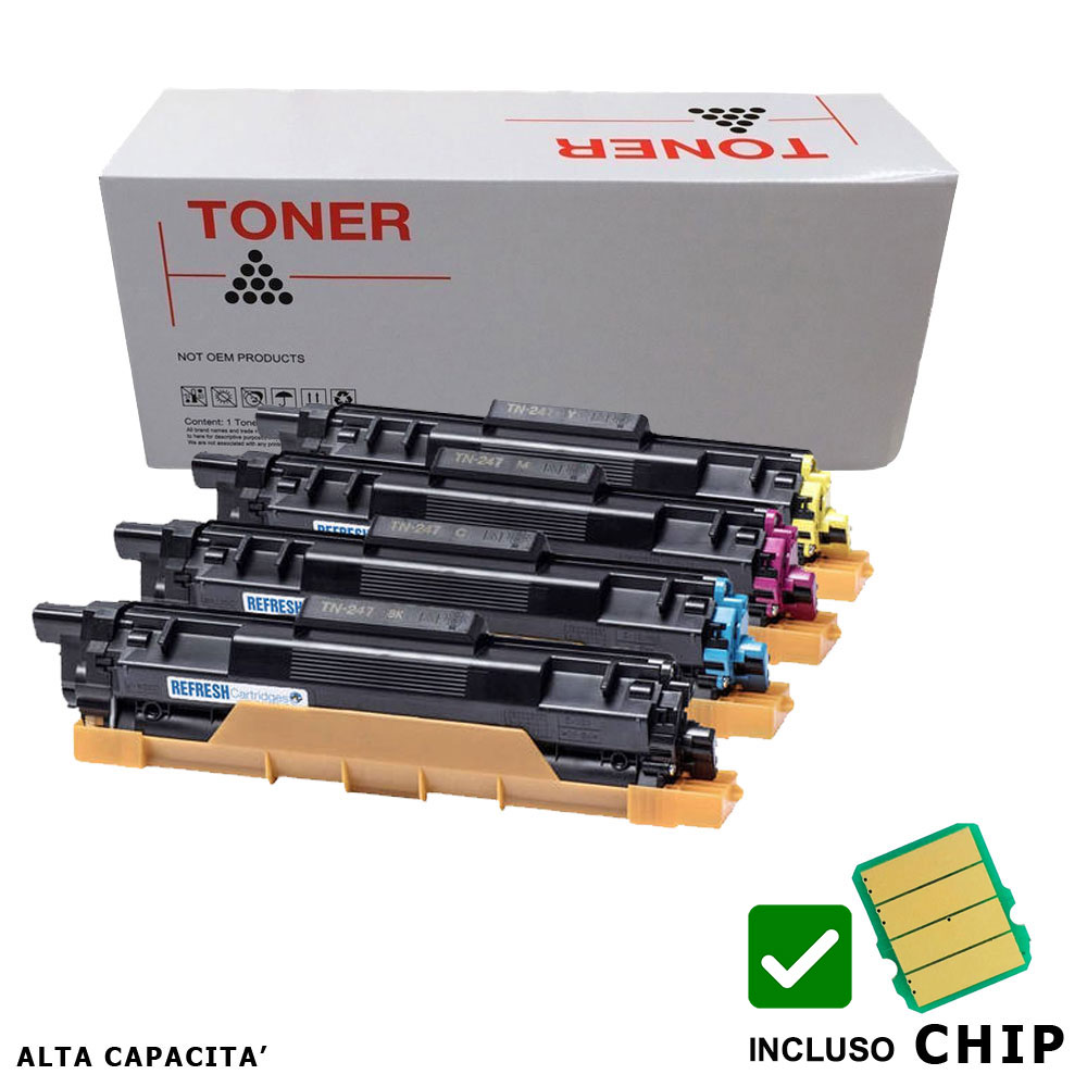 TONER BROTHER COMPATIBILE TN-243C / TN-247C CIANO (CON CHIP) DCP-L3550CDW HL-L3270CDW MFC-L3710CW MFC-L3740CDN MFC-L3750CDW (2.3k)