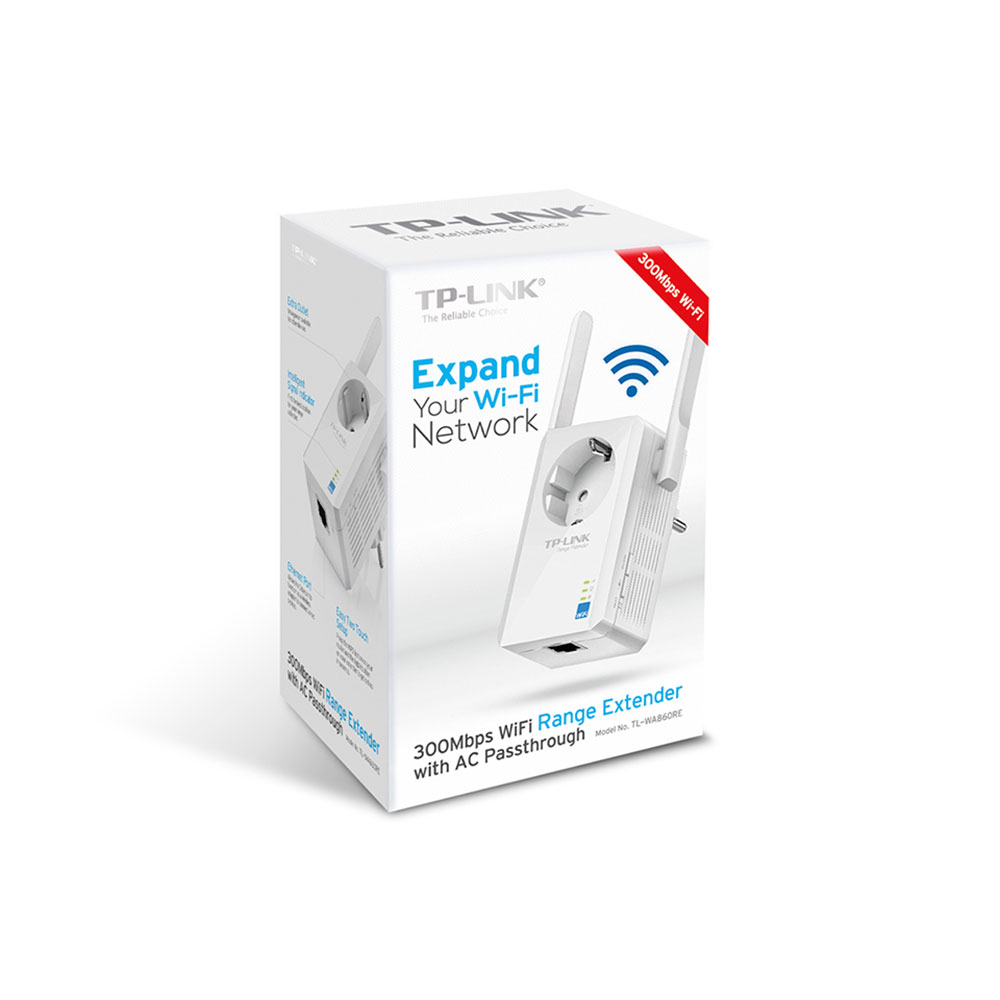 TP-LINK TL-WA860RE 300Mbps Universal Wireless N POCKET RANGE EXTENDER - Prolunga rete wireless con presa passante - 10Mb LAN, 100Mb LAN - 802.11b/g/n