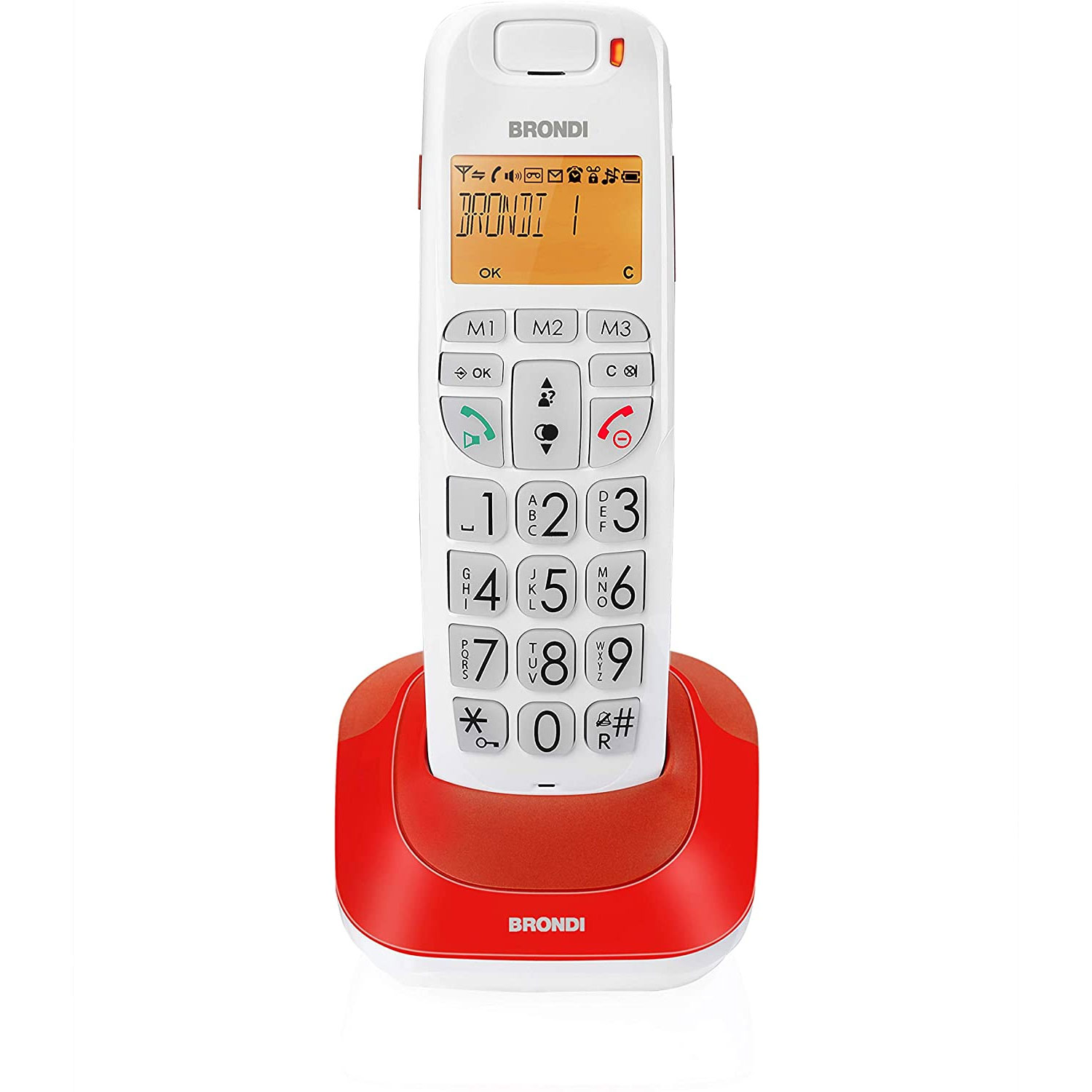 CORDLESS BRONDI BRAVO BRIGHT DECT-GAP VIVAVOCE E DISPLAY RETROILLUMINATO COLORE ROSSO
