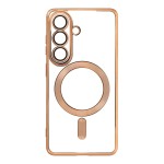 CUSTODIA ELECTRO MAG COVER TRASPARENTE PROTEZIONE FOTOCAMERA E BORDI CON MAGSAFE ( GOLD ) PER SAMSUNG S26