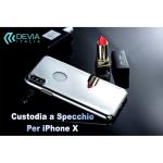 DEVIA CUSTODIA COVER SPECCHIO NERO ANTI IMPRONTE E VISTA LOGO PER TELEFONO CELLULARE IPHONE X