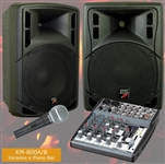 IMPIANTO KARAOKE E PIANO BAR PROFESSIONALE 2 CASSE BI-AMPLIFICATE 800W + 1 MICROFONO PROFESSIONALE + 1 MIXER PASSIVO 6 CANALI CON 100 FX 24Bit EFFETTI VOCE + CAVI (KM-800A/B)