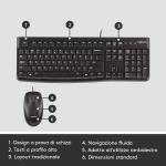 KIT LOGITECH MK120 TASTIERA + MOUSE DESKTOP USB 920-002543
