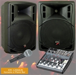 IMPIANTO KARAOKE E PIANO BAR PROFESSIONALE 2 CASSE BI-AMPLIFICATE 1200W + 1 MICROFONO PROFESSIONALE + 1 MIXER PASSIVO 6 CANALI CON 100 FX 24Bit EFFETTI VOCE + CAVI (KM-1200A/B)