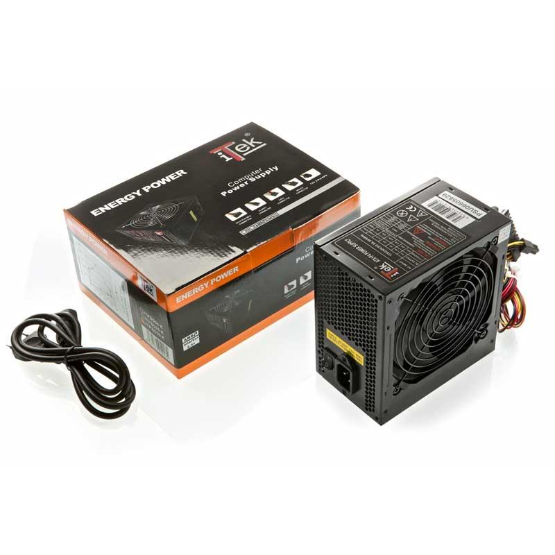 ALIMENTATORE ITEK ITPS500K ENERGY K 500W ATX SATA 20/24 pin VENTOLA DA 12CM V2.31 FULL BLACK