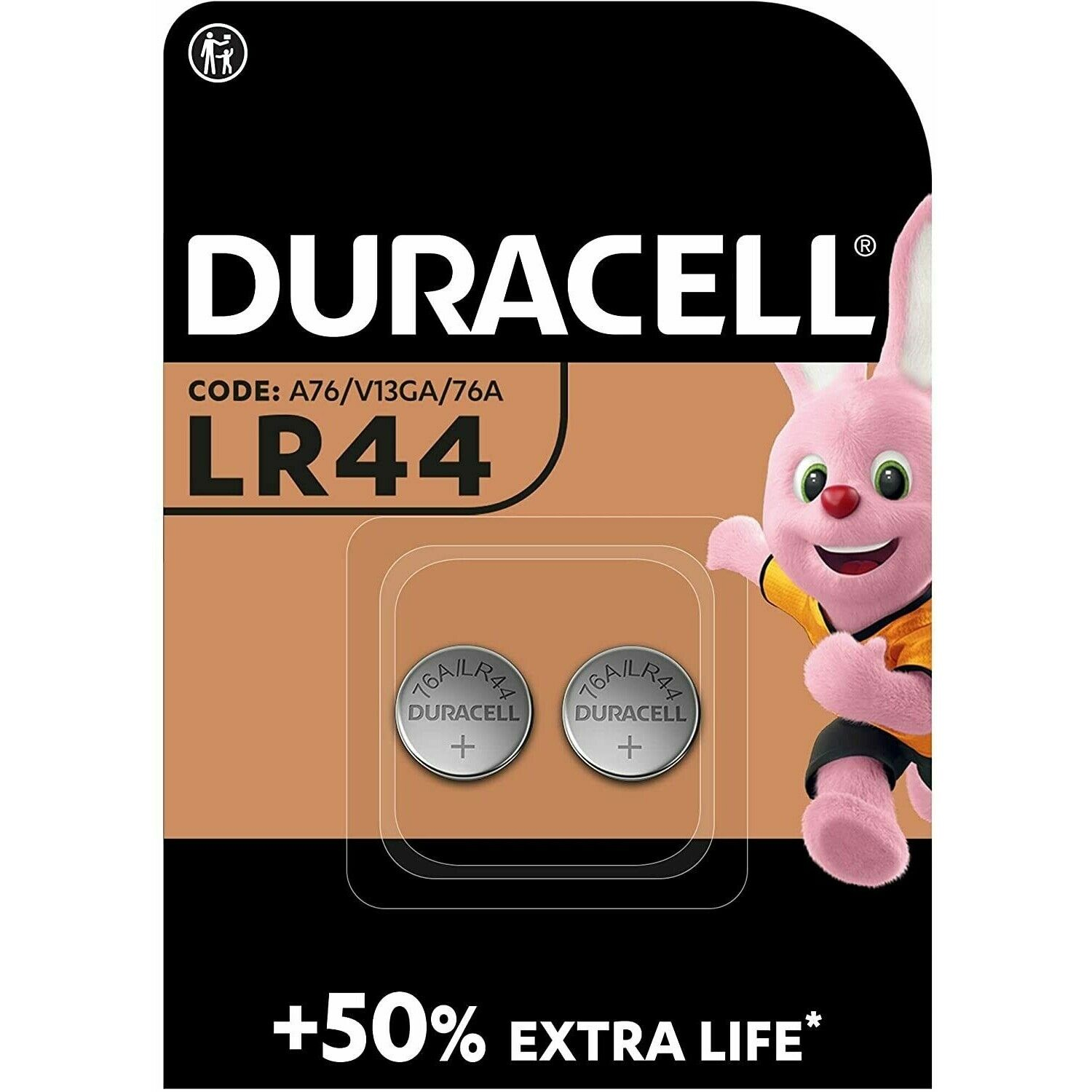 BATTERIA PILA A BOTTONE LITIO 1.5V DURACELL LR44 CONF.2PZ
