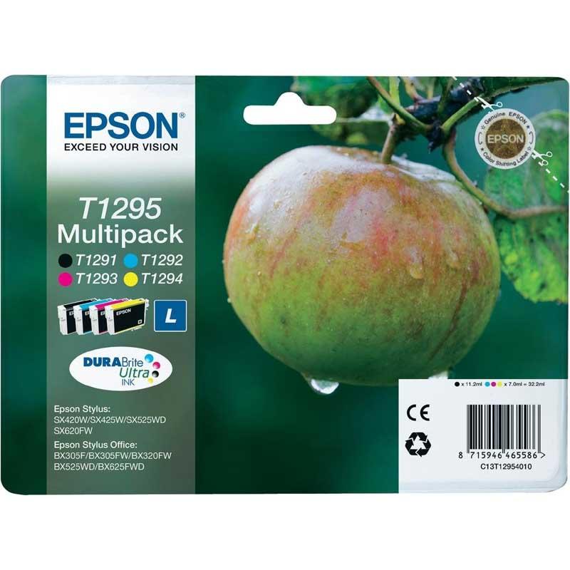 CARTUCCIA INK-JET EPSON MULTIPACK B-C-M-Y MELA TAGLIA-L T1295 ORIGINALE C13T12954010 STYLUS OFFICE  SX235W SX420 BX305FW BX625FWD
