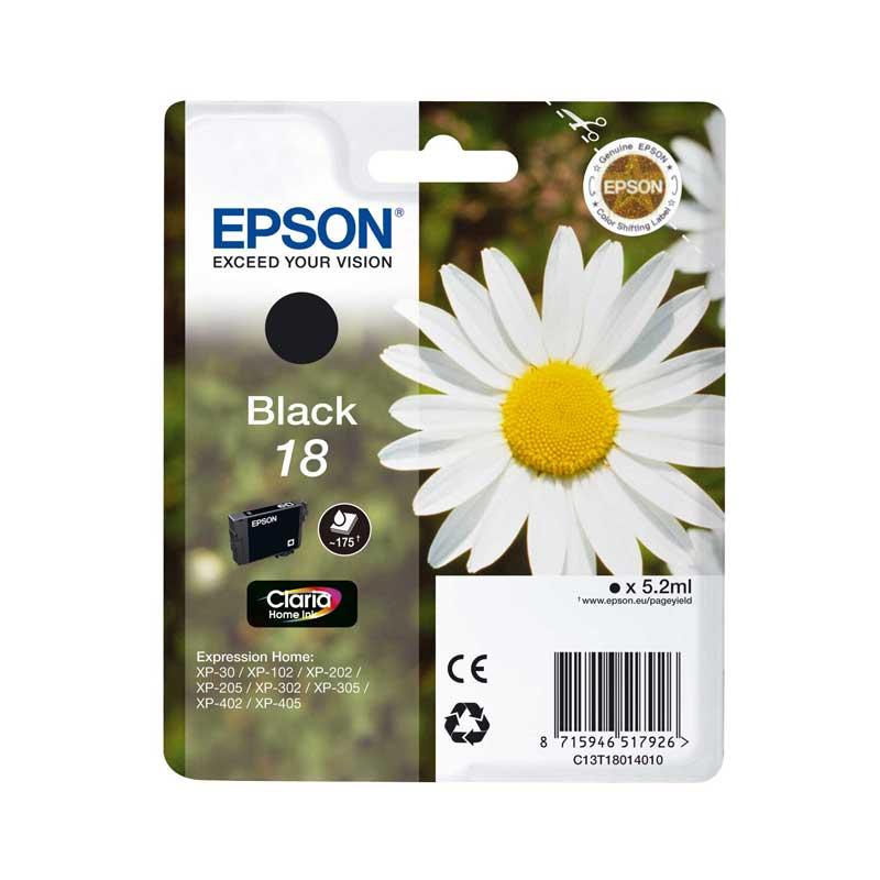 CARTUCCIA INK-JET EPSON BLACK MARGHERITA 18 ORIGINALE C13T18014010 Expression Home XP-102, XP-202, XP-205, XP-30, XP-302, XP-305, XP-402, XP-405
