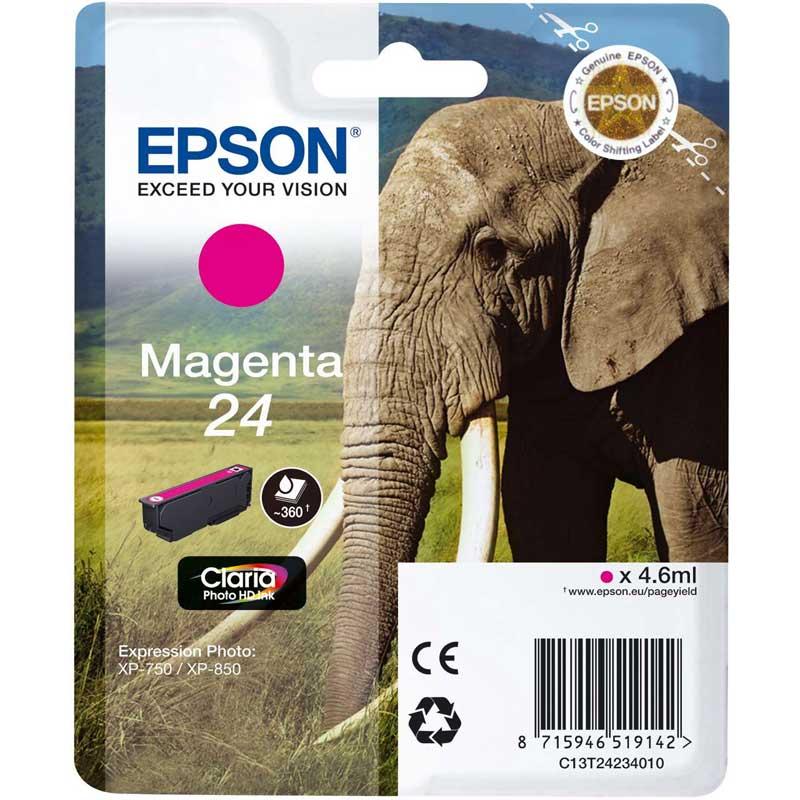 CARTUCCIA INK-JET EPSON MAGENTA ELEFANTE 24 ORIGINALE C13T24234012 Expression Photo XP-750, XP-850, Expression Premium XP-750, XP-850