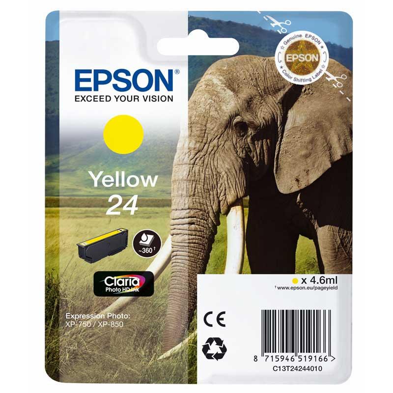 CARTUCCIA INK-JET EPSON GIALLO ELEFANTE 24 ORIGINALE C13T24244012 Expression Photo XP-750, XP-850, Expression Premium XP-750, XP-850