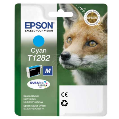 CARTUCCIA INK-JET EPSON CIANO VOLPE TAGLIA-M ORIGINALE C13T12824020 STYLUS S22, SX125, SX128, SX420W, SX425W, BX305F
