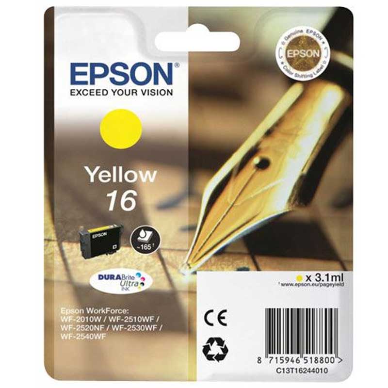 CARTUCCIA INK-JET EPSON GIALLO PENNA E CRUCIVERBA 16 ORIGINALE C13T16244012 WorkForce WF-2010W, WF-2510WF, WF-2520NF, WF-2530WF, WF-2540WF