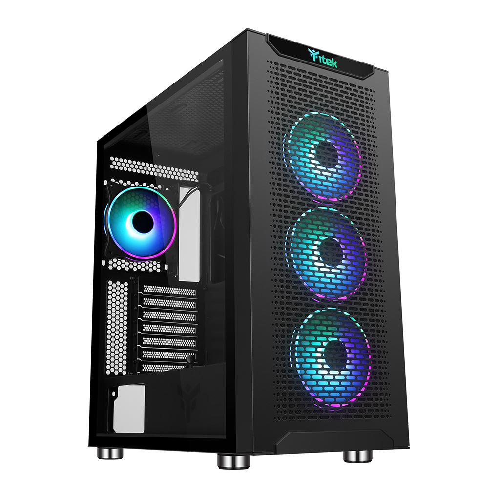 CASE ITEK MAJES 40 GAMING FULL TOWER (NO ALIMENTATORE) ARGB FAN PANNELLO LATERALE TRASPARENTE COLORE BLACK