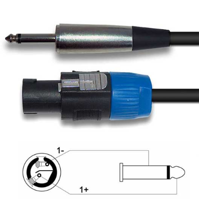 Cavo di potenza 2x2,5 per diffusori acustici passivi cablato Speakon/Jack - 15Mt.