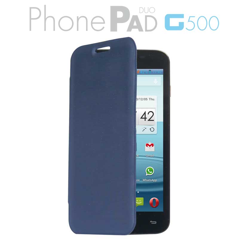 MEDIACOM CUSTODIA FLIP CASE M-G500BFC PER TELEFONO CELLULARE PhonePad Duo G500 COLORE BLU