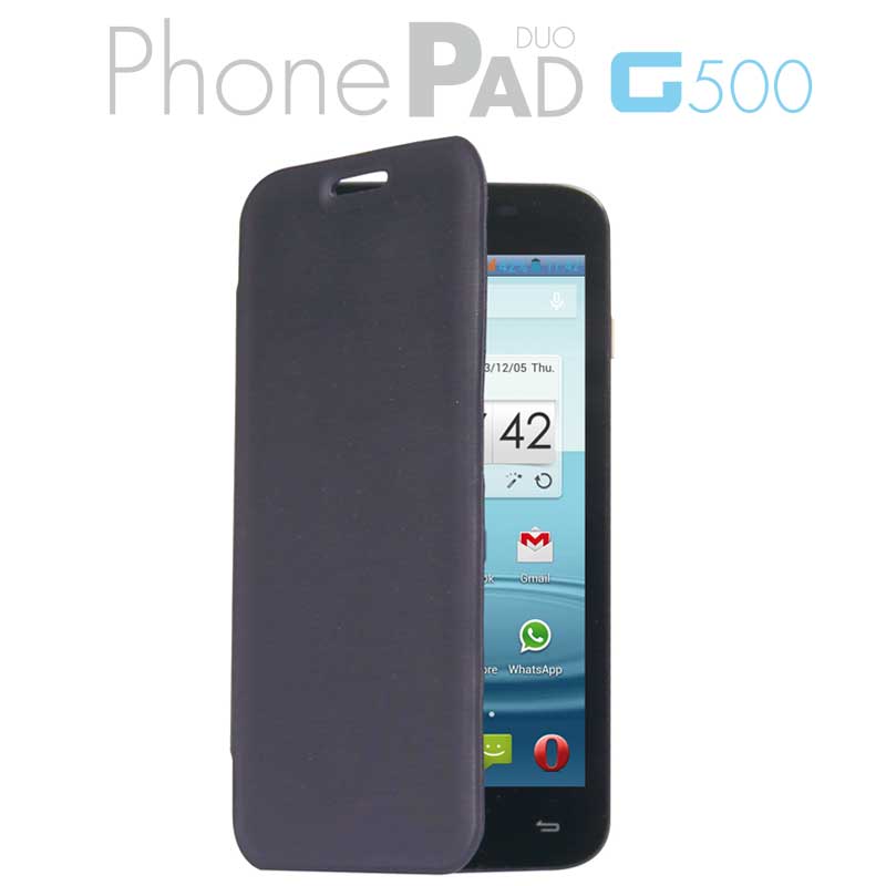 MEDIACOM CUSTODIA FLIP CASE M-G500CFC PER TELEFONO CELLULARE PhonePad Duo G500 COLORE BLU LUCIDO