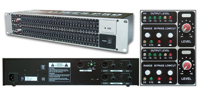 Equalizzatore grafico stereo a 31 bande da 1/3 di ottava.