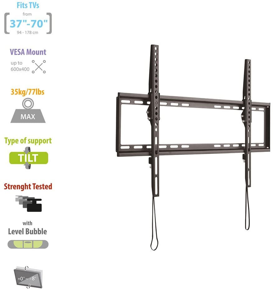 SUPPORTO A PARETE INCLINABILE PER MONITOR-TV LED 37" - 70" INCLINABILE -8° / +0°