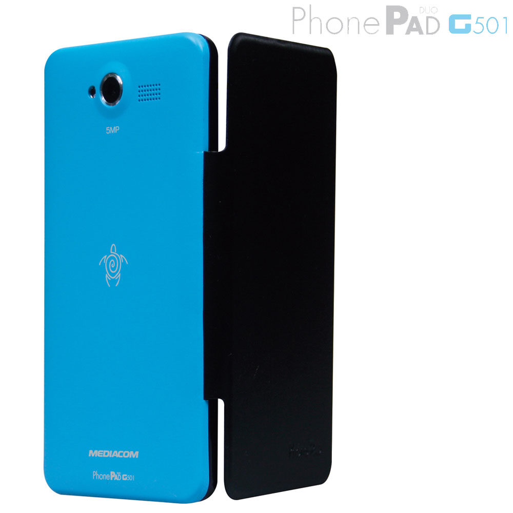 MEDIACOM CUSTODIA FLIP CASE M-G501AFC PER TELEFONO CELLULARE PhonePad Duo G501 Azzurro