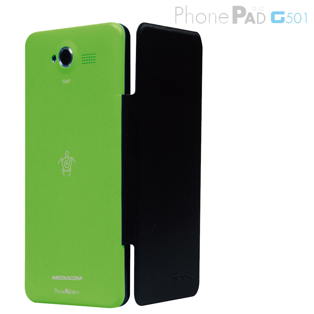 MEDIACOM CUSTODIA FLIP CASE M-G501DFC PER TELEFONO CELLULARE PhonePad Duo G501 Verde