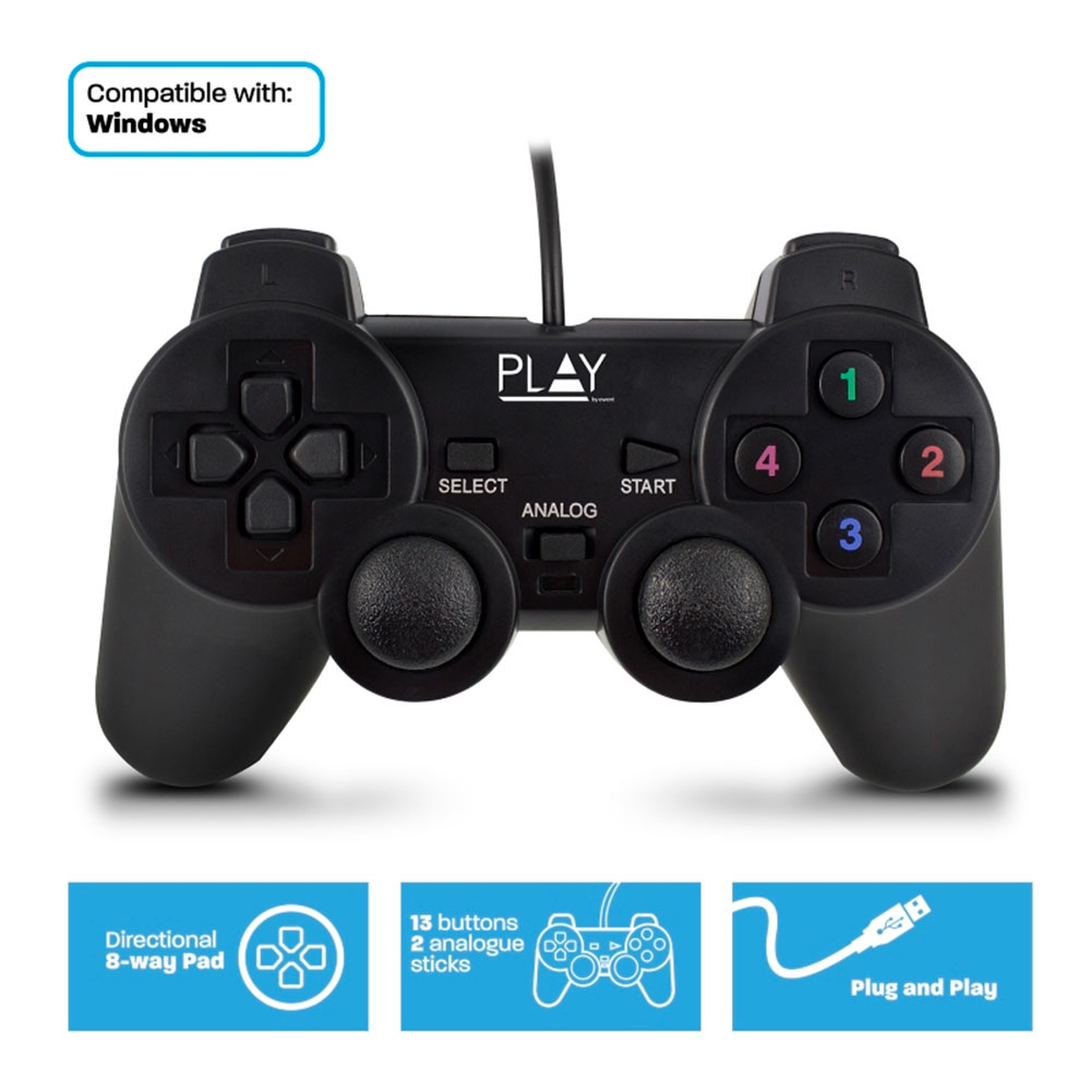 CONTROLLER EWENT GAMEPAD USB DUAL SHOCK PER PC/LAPTOP PL3330