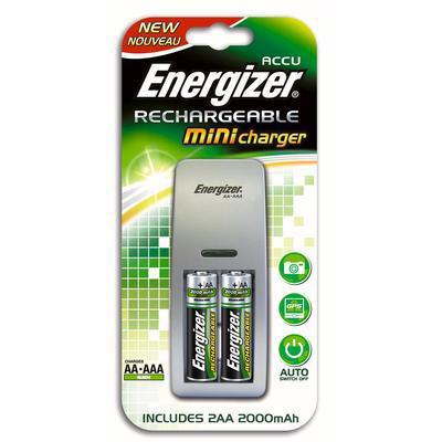 KIT CARICABATTERIE COMPATTO RAPIDO ENERGIZER STILO E MINISTILO + 2 BATTERIE AASTILO 2000mAh