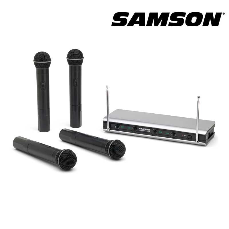 RADIOMICROFONO SAMSON STAGE v466 4X PALMARI HT6 VHF182.1/208.2MHz + RICEVITORE FULL-RACK SR266