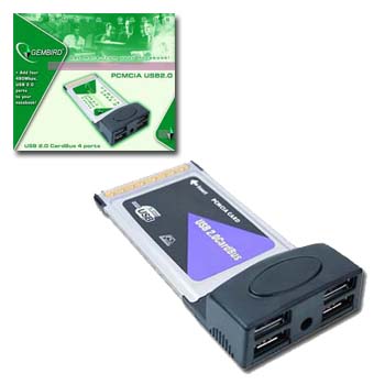 SCHEDA GEMBIRD PCMCIA USB2.0 4 PORTE USB 2.0 ALTA VELOCITA X NOTEBOOK MOD. PCMCIA-USB24