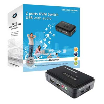 SWITCH KVM CONCEPTRONIC C05-405  2PORTE CAVI INCLUSI + USB (2PC A 1 POSTAZIONE)