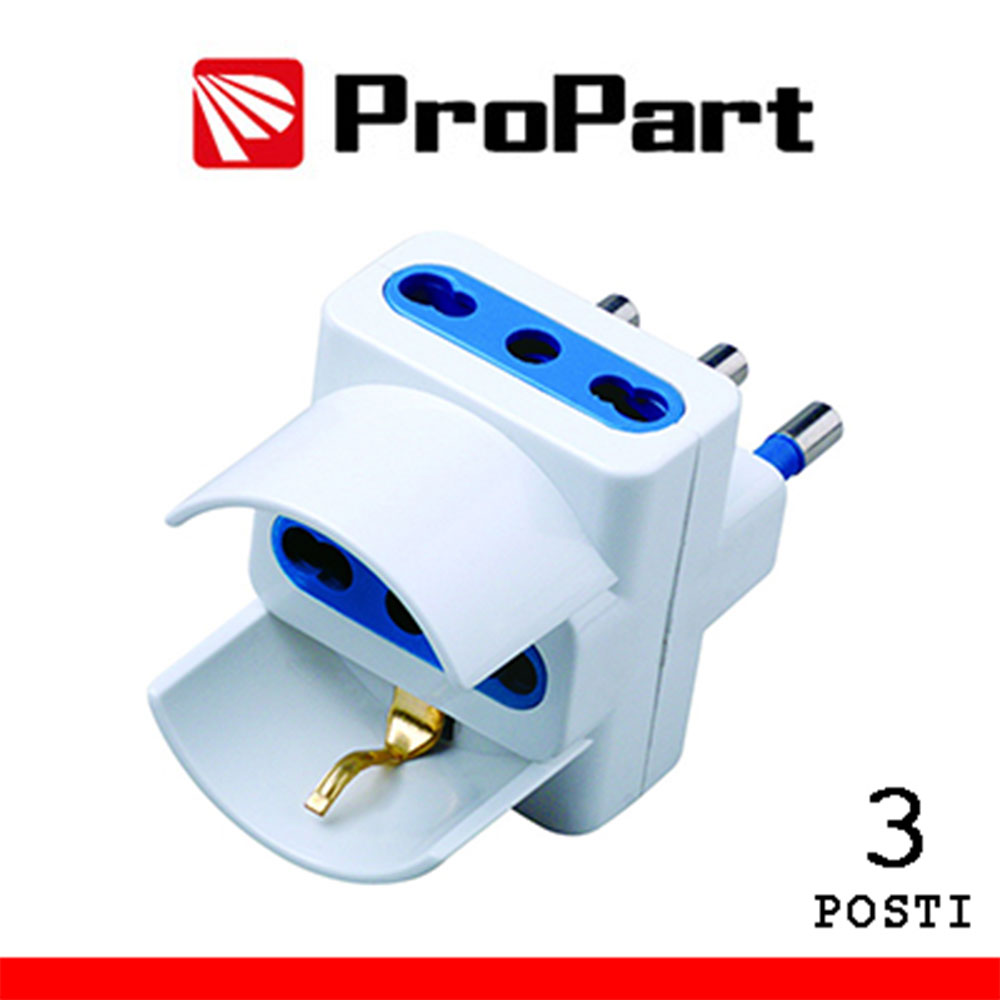ADATTATORE 3 PRESE BIPASSO/SCHUKO 2P+T 1016/A SPINA 16A 2P+T