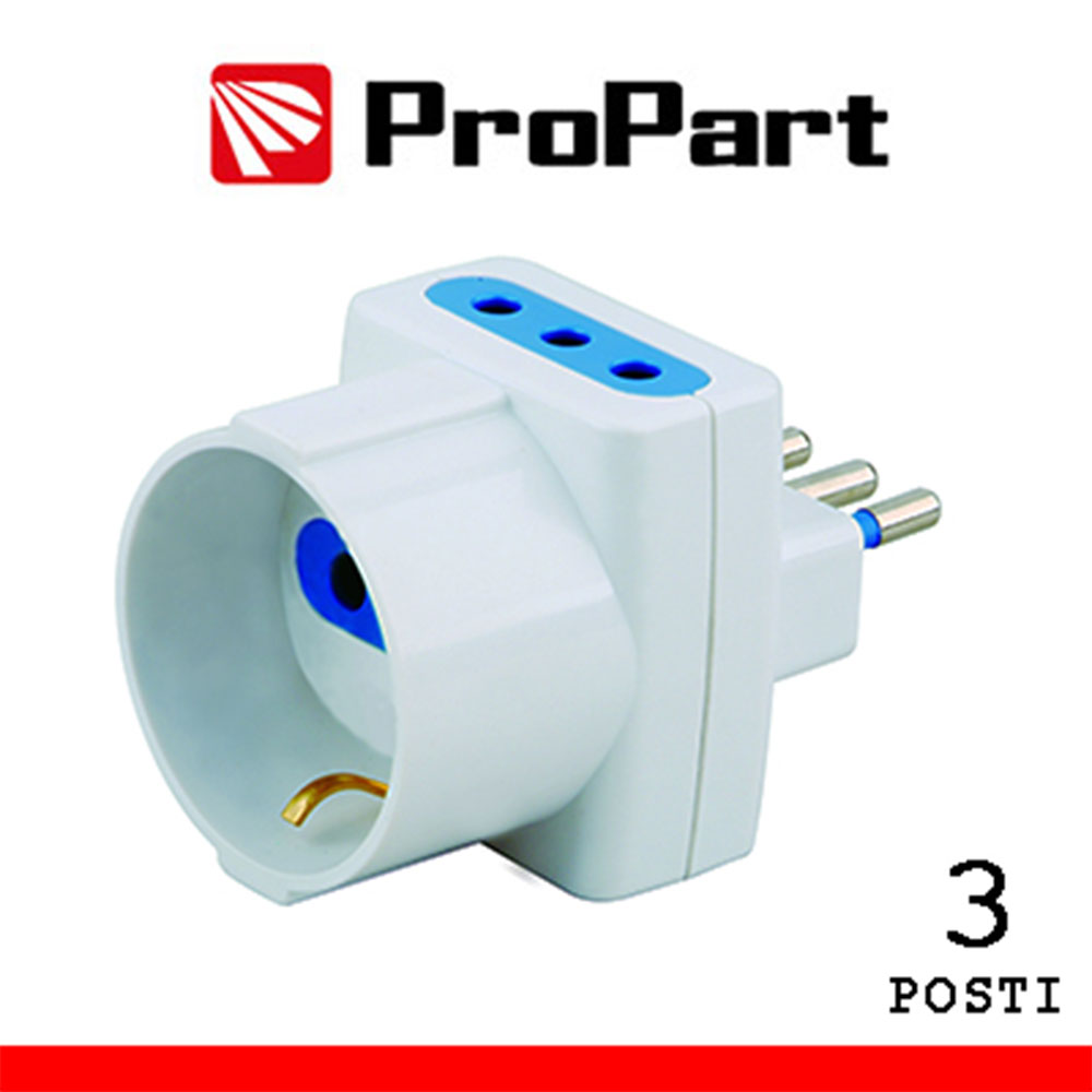 ADATTATORE 3 PRESE 2P+T 10A SPINA 10A 2P+T