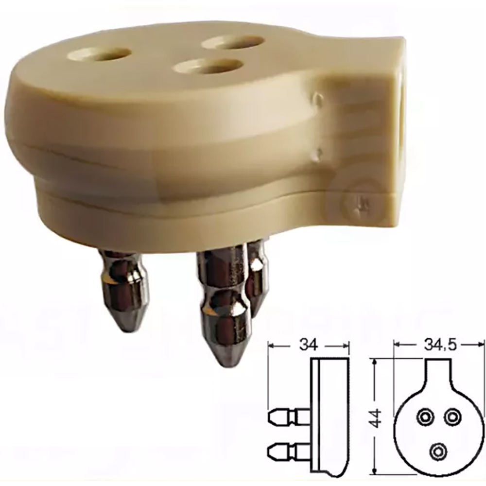 ADATTATORE DA SPINA TRIPOLARE A PRESA PLUG 6 POLI CONTATTI PER TELEFONO FISSO