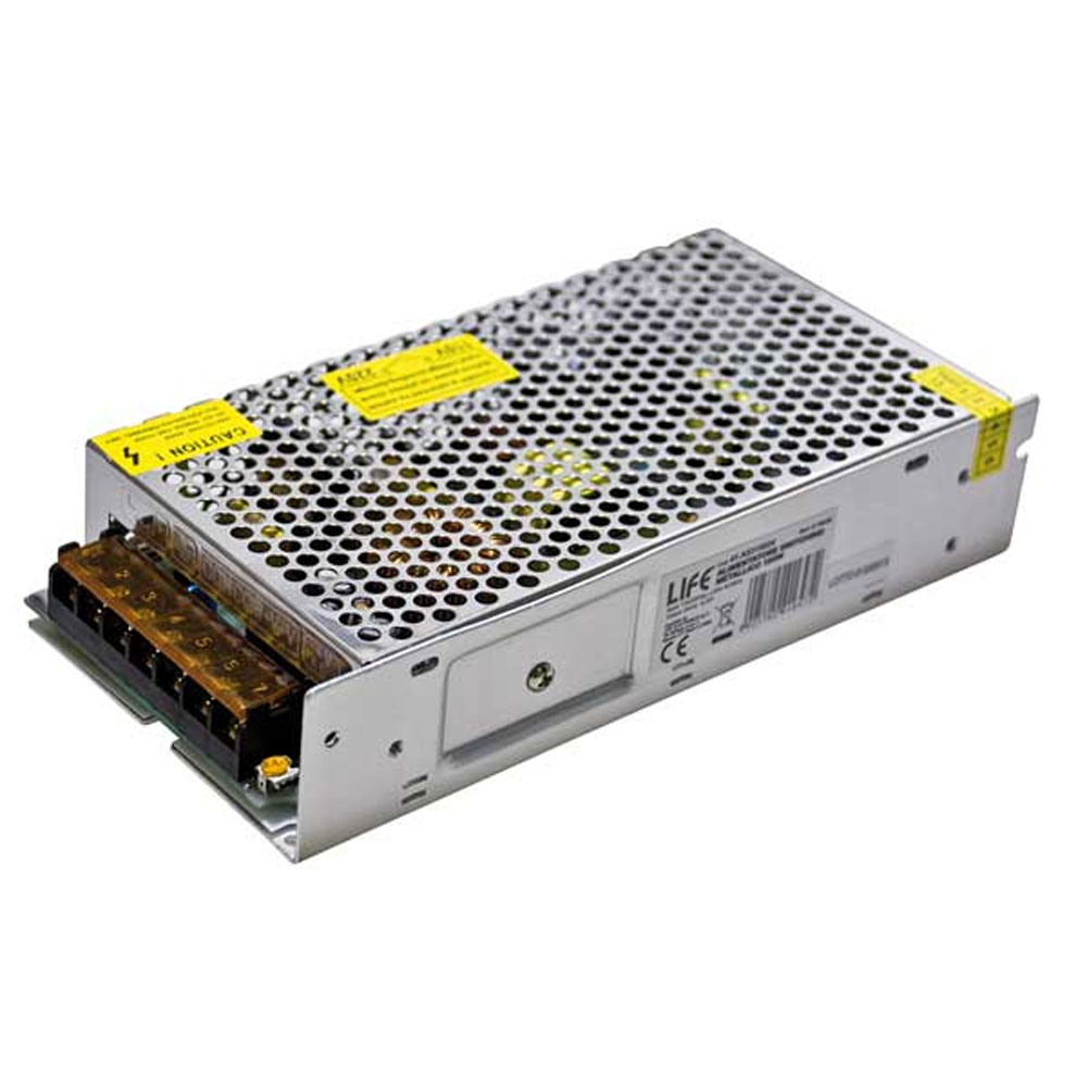 ALIMENTATORE SWITCHING CONTENITORE METALLICO Serie 3, 24V 6,25A 150W INPUT 110/220Vac +/-10%, 198x98x42mm