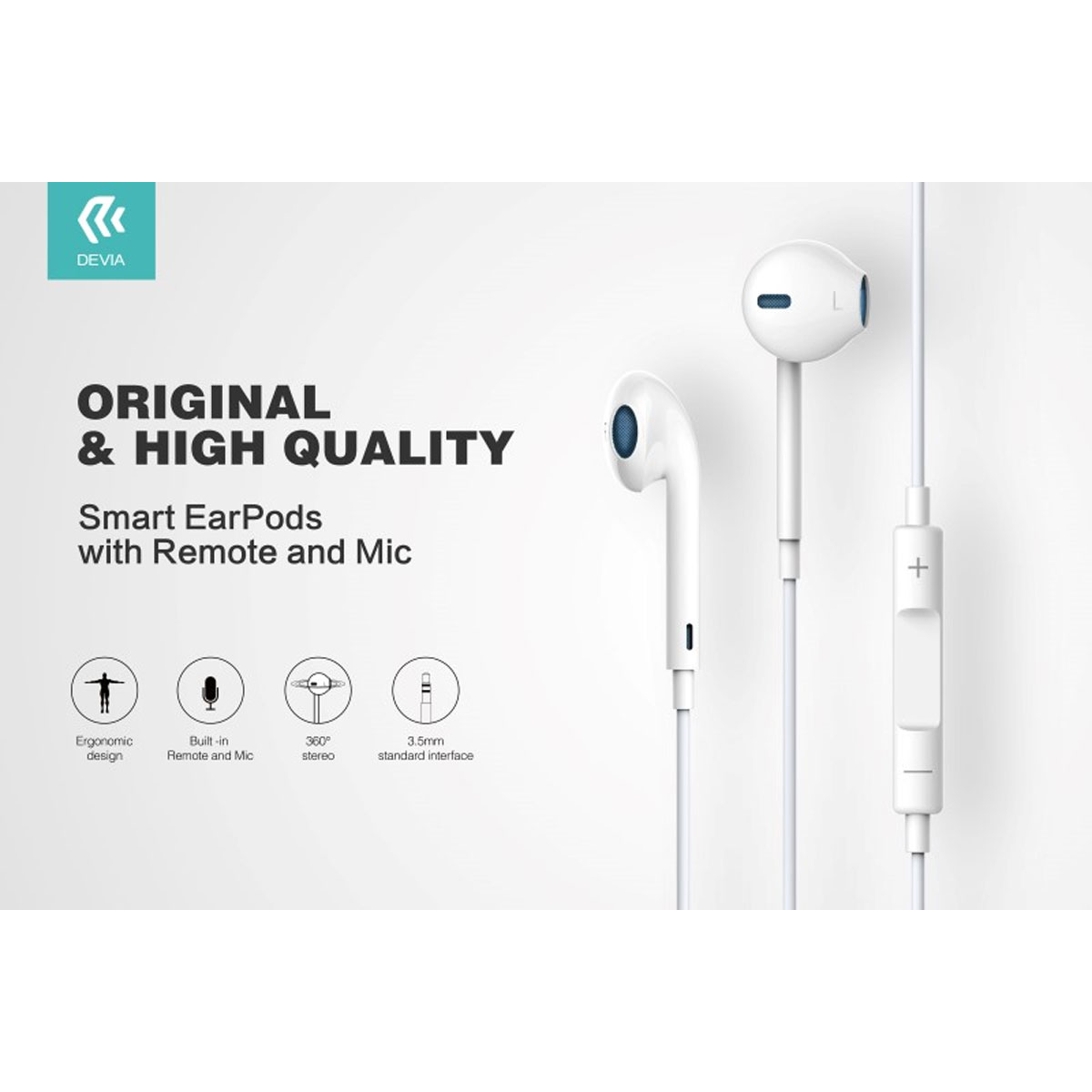 AURICOLARE DEVIA DESMEP077W MICROFONO E CONTROLLI EARPODS COLORE BIANCO PER Computer, Smartphone, Tablet