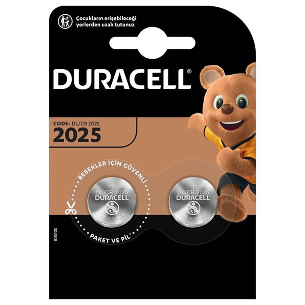 BATTERIA PILA A BOTTONE LITIO 3.0V DURACELL CR2025 CONF.2PZ