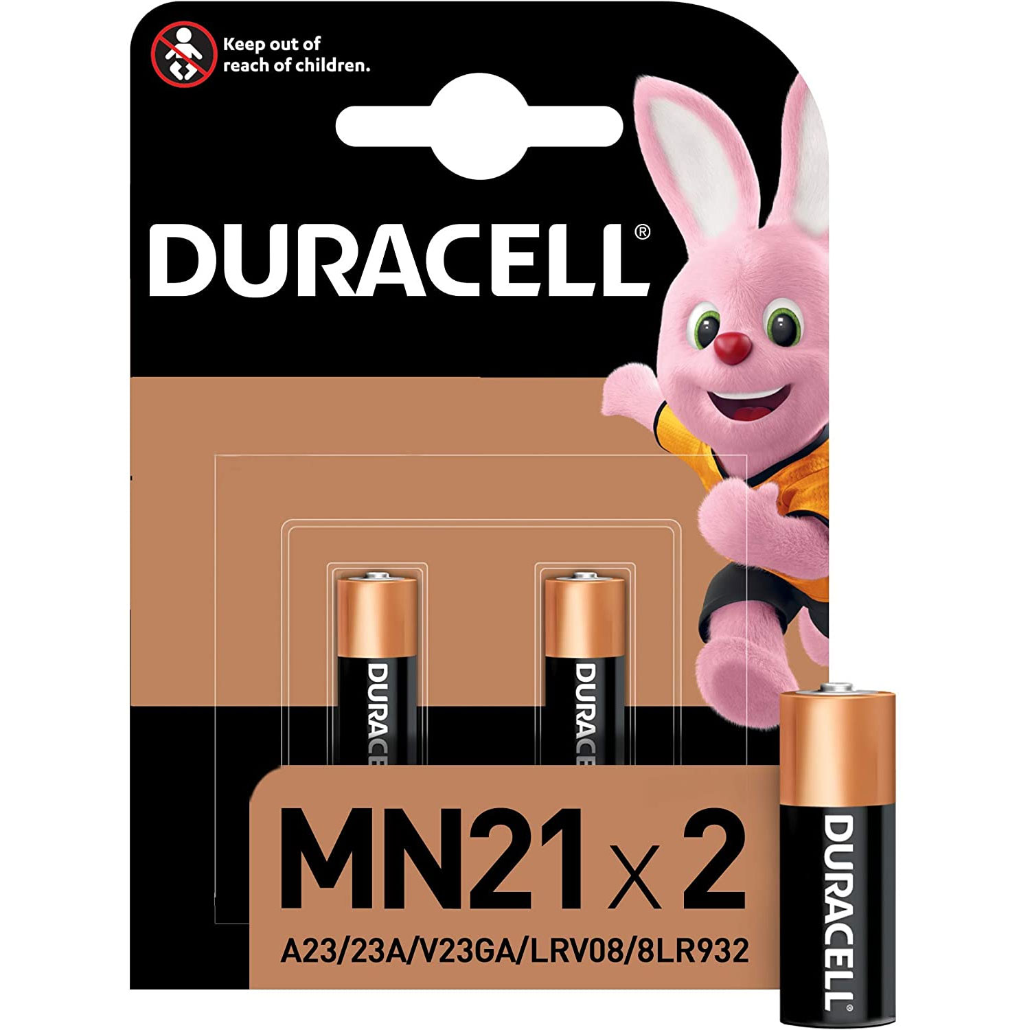 BATTERIA DURACELL PILA ALKALINE MN21 12V - A23 / 23A / V23GA / LRV08 / 8LR932 - CONF. 2PZ