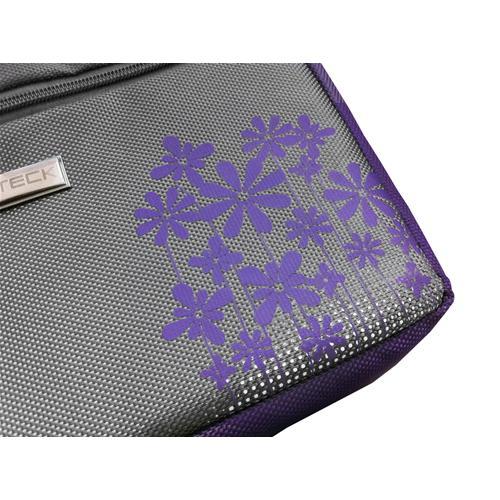 BORSA KEYTECK PER NOTEBOOK 16.1" IN NYLON GRIGIA E VIOLA CON GRAFICA FLOREALE