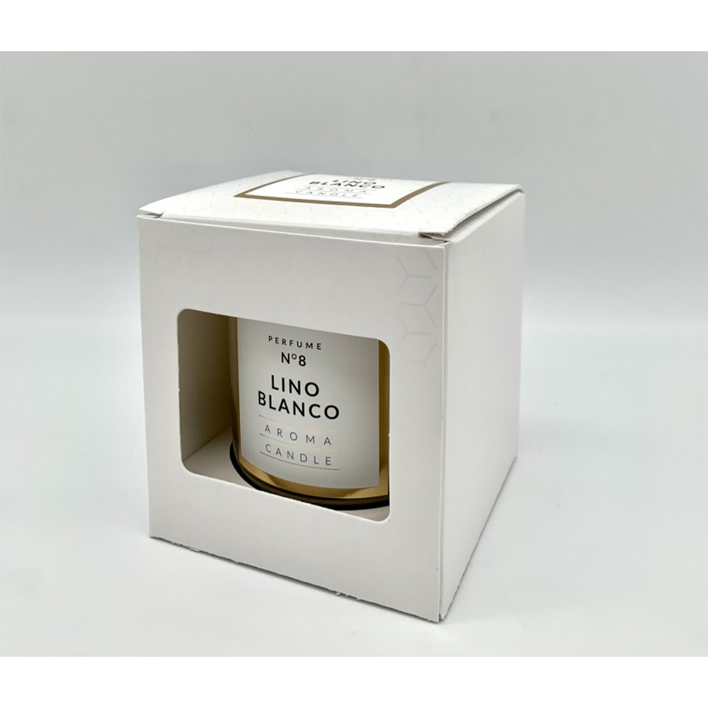 CANDELA PROFUMATA CLASSIC GLASS LINO BIANCO 250gr profumazione tè bianco e pompelmo