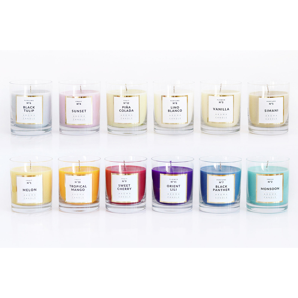 CANDELA PROFUMATA CLASSIC GLASS LINO BIANCO 250gr profumazione tè bianco e pompelmo