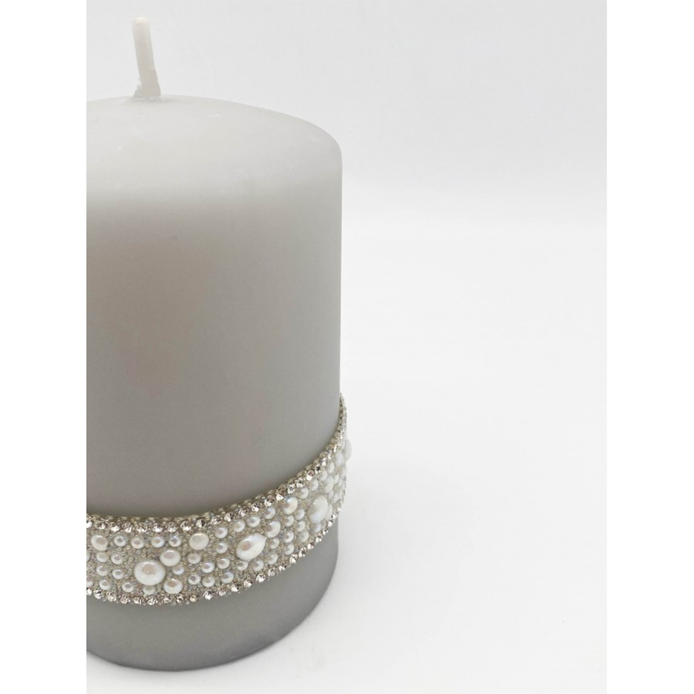 CANDELA PROFUMATA CRYSTAL PEARL COLORE GRIGIO
